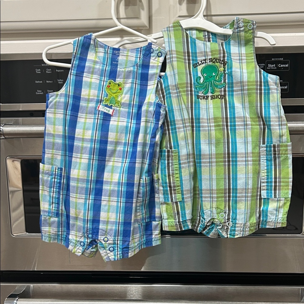 Carter's Plaid Bodysuits with Frog and Octopus